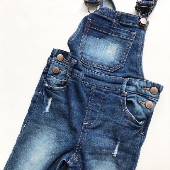 Old Navy distressed denim overalls EUC 2T - Picture 2 of 4